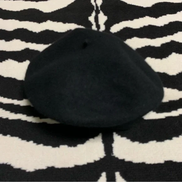 Wool Beret Hat Black One Size - Picture 3 of 10